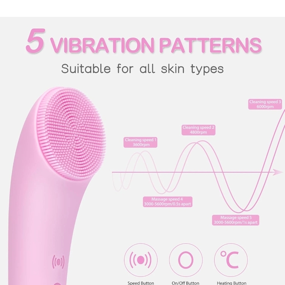 NEW Pritech Sonic Facial Cleansing Brush β Heated Silicone Deep Clean & Glow! - Picture 3 of 7